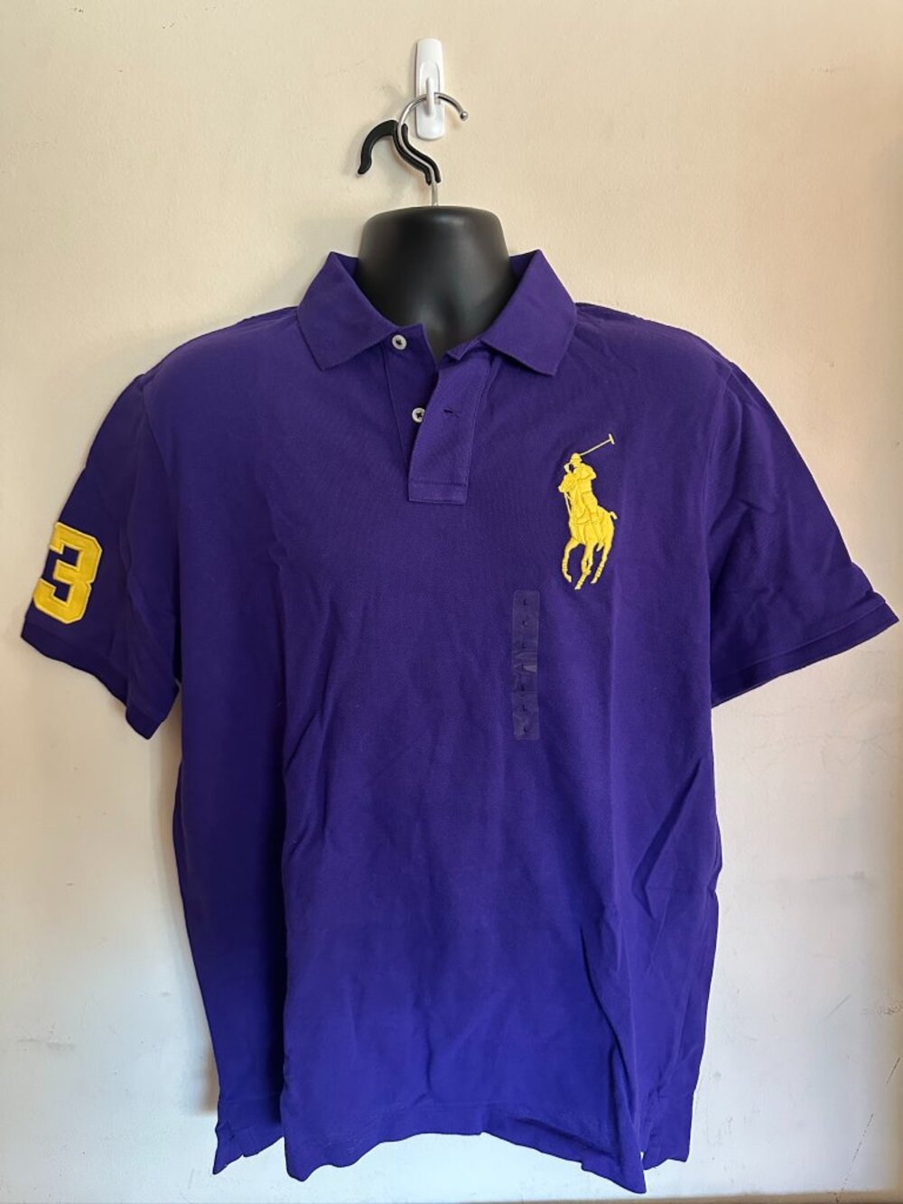 NWT Polo Ralph Lauren Men's Big Pony Polo Shirt In Purple Size L Classic Fit